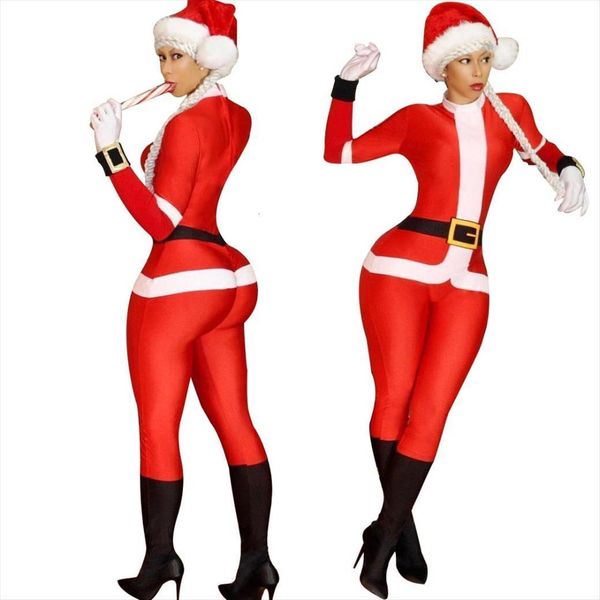 

full length santa womens romper claus christmas festival cosplay costumes female pure red rose rompers, Black;white