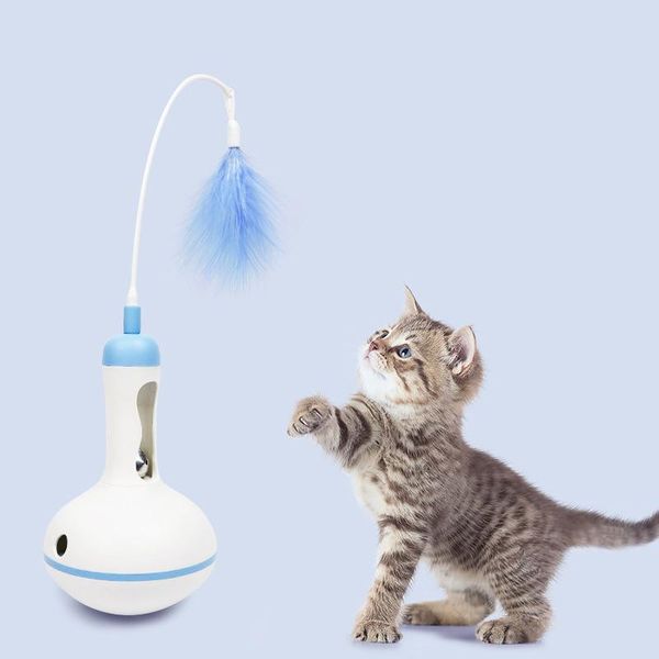 

cat toys feather interactive toy tumbler design with bell and leak food function for indoor