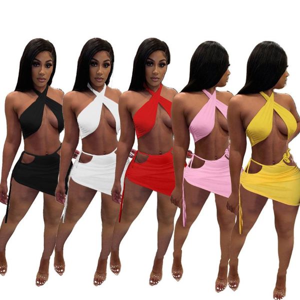 

in stock bodycon dress beach party women halter neck backless open heart strappy hem ruched y2k aesthetic ropa mujer women's t-shirt, White