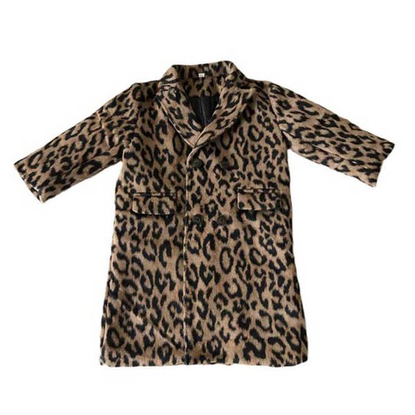 

girls woolen overcoat kids coat children outwear clothes wear autumn winter childrens clothing wool coats warm long leopard print thick b916, Blue;gray