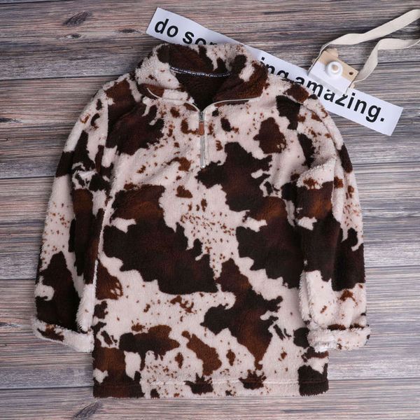 

comfortable female brown print parent-child snowflake velvet coat, Black;brown