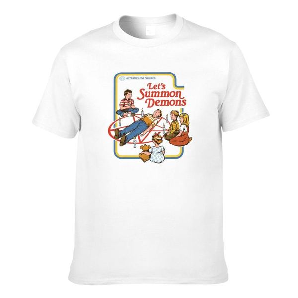 

men's t-shirts steven rhodes let's summon demons t shirts men cotton like summer funny tees white xs clothing, White;black
