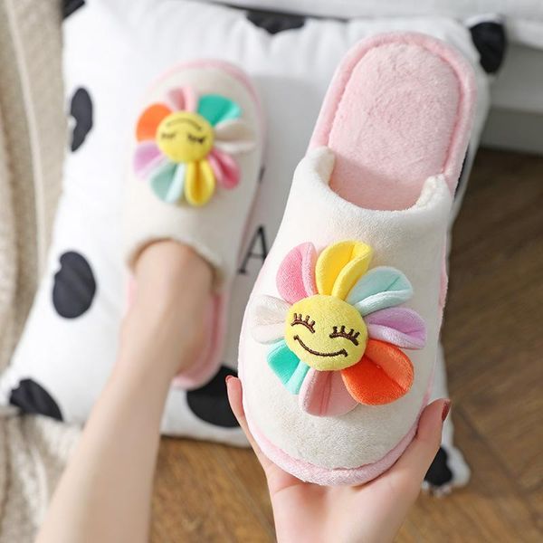 

women cotton slippers winter cute flowers womens fur home indoor warm chausson femme hiver, Black