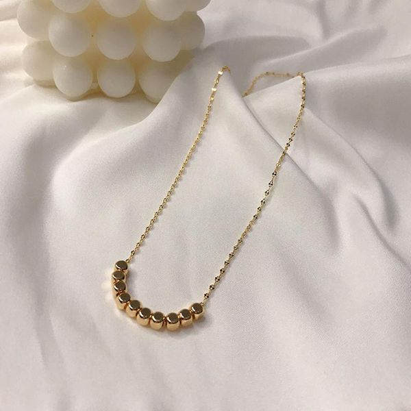 

chokers women necklace small square block beaded chic wild clavicle chain neck fashion jewelry, Golden;silver