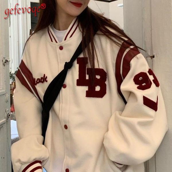 

women's hoodies & sweatshirts 2021 autumn winter fashion student korean fleece thick female streetwear casual hip hop baseball uniform, Black