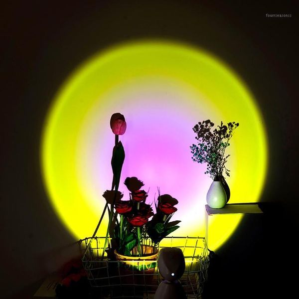 

party decoration sunset desk projection light robot figure led art lamp 360 degree atmosphere for home bar1