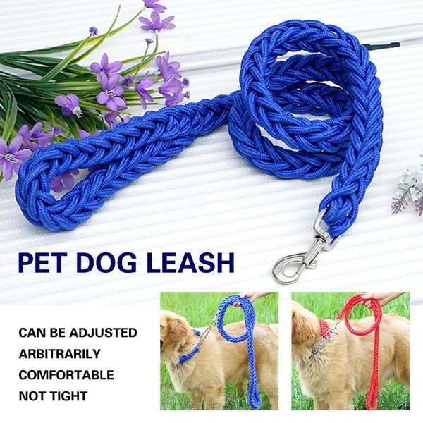 

1.3 m length dog hand-knitted nylon leash with p chain for medium large dogs walking training durable eight-strand pet leashes collars &