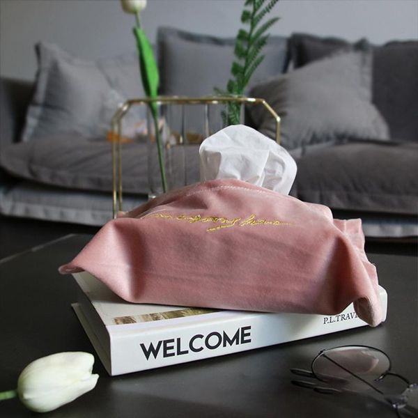 

tissue boxes & napkins storage box napkin holder dutch fleece velvet multifunctional organiser deskdecorative case with embroidery