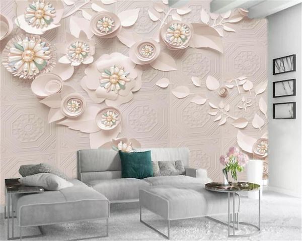 

wallpapers custom po wallpaper simple and beautiful handmade paper-cut flowers indoor tv background wall decoration mural