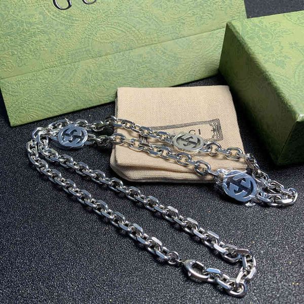 

factory specials aa shuang necklace silver hollow out interlocking personality letters make old fashion trend men's and women's