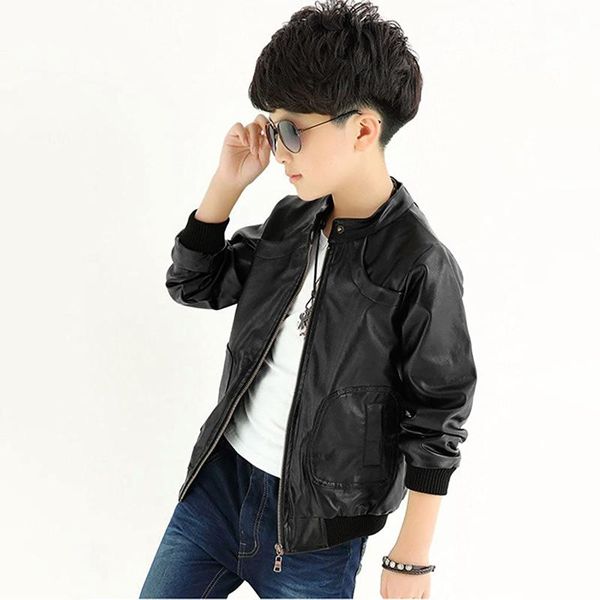 

jackets autumn winter child coat waterproof baby boys pu leather stand collar moto jacket children clothing 4 6 8 12 y, Blue;gray