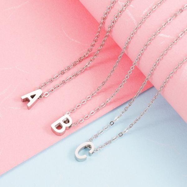 

26 letters stainless steel silver plated pendant necklaces for women men party club jewelry with 45cm chain