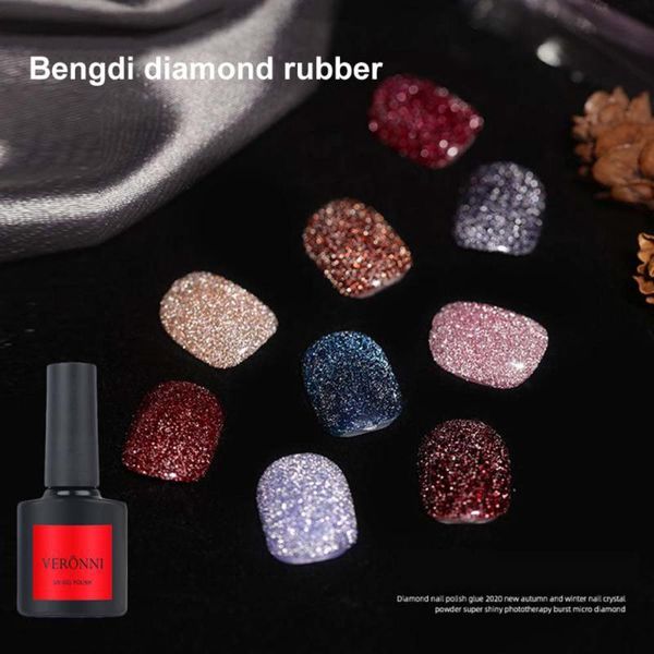 

nail gel 12 colors reflective glitter polish bright elastic crystal powder shinynail glue, Red;pink
