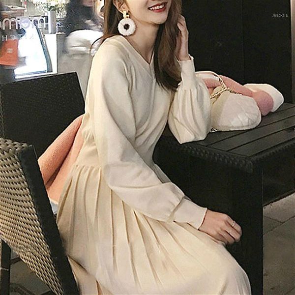 

winter midi knitted dress women 2021 casual long sleeve elegant office sweater female party one piece korean autumn dresses, Black;gray
