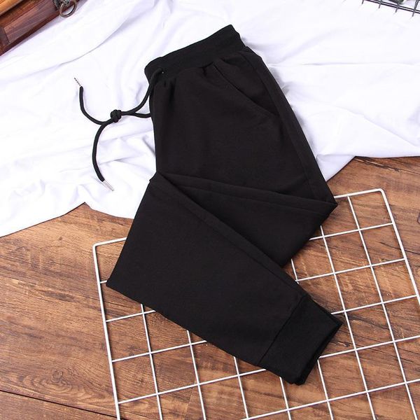 

basic solid color casual women capris trousers spring autumn fashion all match loose plus size 5xl lovers harem sweatpants, Black;white