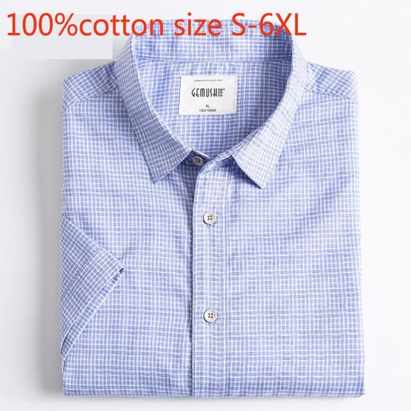 

men's casual shirts mens spring summer plaid short sleeve fashioon 100% pure cotton handsome thin plsu size s -6xl, White;black