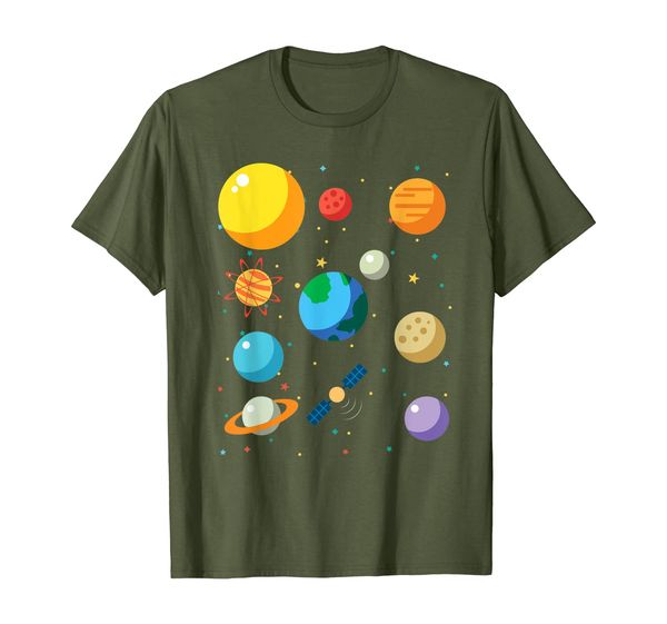 

solar system outer space astronaut camp explorer t-shirt, White;black