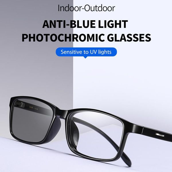 

sunglasses pochromic glasses female male square blue light blocking women men optical frame computer gaming eyewear uv400, White;black