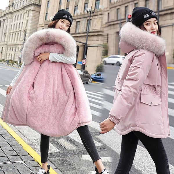 

women's down & parkas jacket winter coat clothing hooded thicken parker coats korean style jackets veste femme ad818 wpy857 eanz, Black