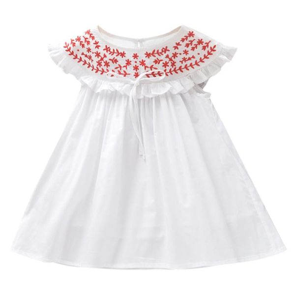 

girl's dresses sweety toddler girls summer dress embroidery sleeveless princess party kids baby o-neck ruched a-line casual clothes, Red;yellow
