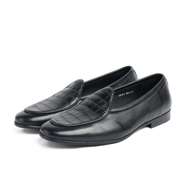 

men's single shoes with feet, comfortable soft sole and leather, made of european style cowhide dress, Black