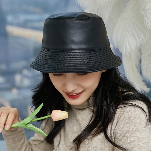 

wide brim hats hat female japanese sheepskin sunscreen basin sunshade fisherman all-match fashion sun four seasons thin section, Blue;gray