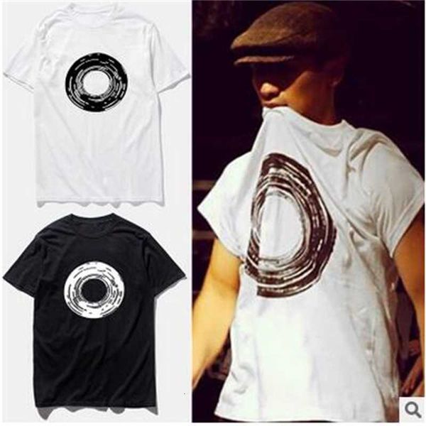 

men's t-shirts japanese studio classic circle print t-shirt hip-hop street dance bboy fashion streetwear teenager short sleevet- rowt, White;black