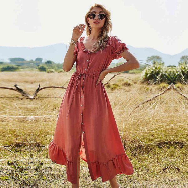 

casual dresses spring puff sleeve long women solid color ruffles button high waist o neck elegant for rn94, Black;gray