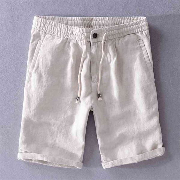 

summer casual shorts men's excellent quality soft linen man bermuda beach plus size breathable men male 210716, White;black