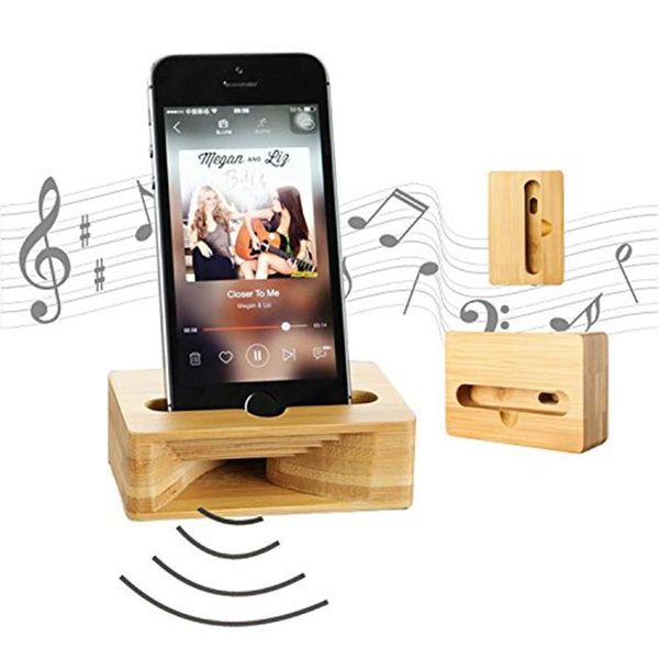 

watch bands universal mobile phone loudspeaker speaker for samsung sony wooden holder sound bamboo bracket wood desktop, Black;brown