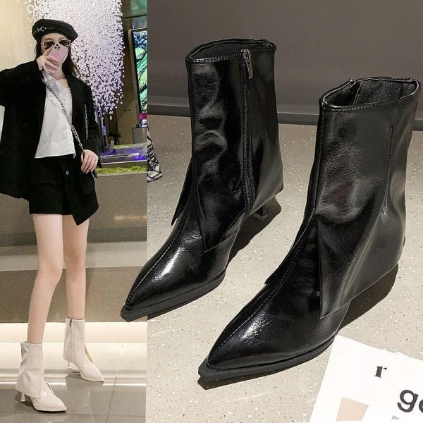 

boots fashion spring and autumn trousers leg 2021 high heels women's not tired feet stilettos western sty, Black