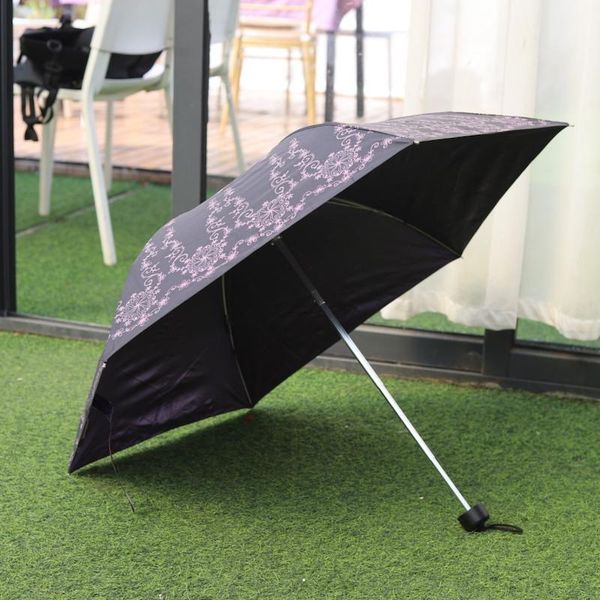 

umbrellas portable women umbrella three folding color coating uv sunscreen sunny and rainy dual-purpose windproof strong