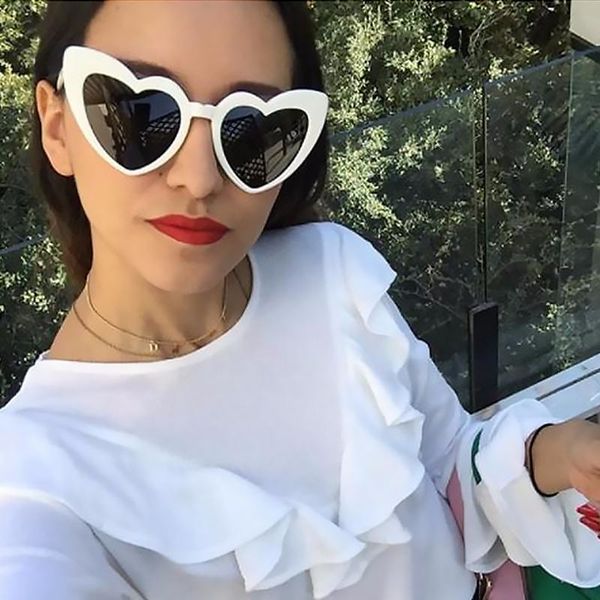 

sunglasses heart effect heart-shaped women's designer women retro cute outdoor party, White;black