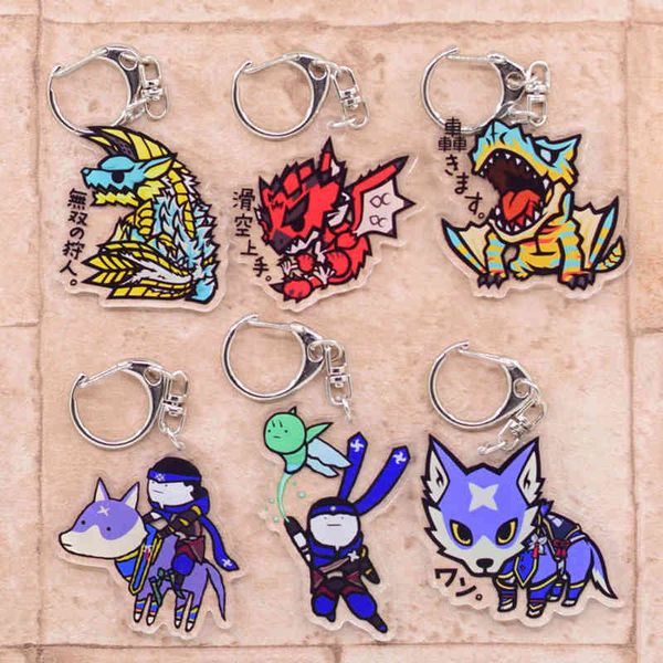 

keychains monster hunter #2 series double sided acrylic key chain, cartoon pendant, animation accessories, special offers, Silver