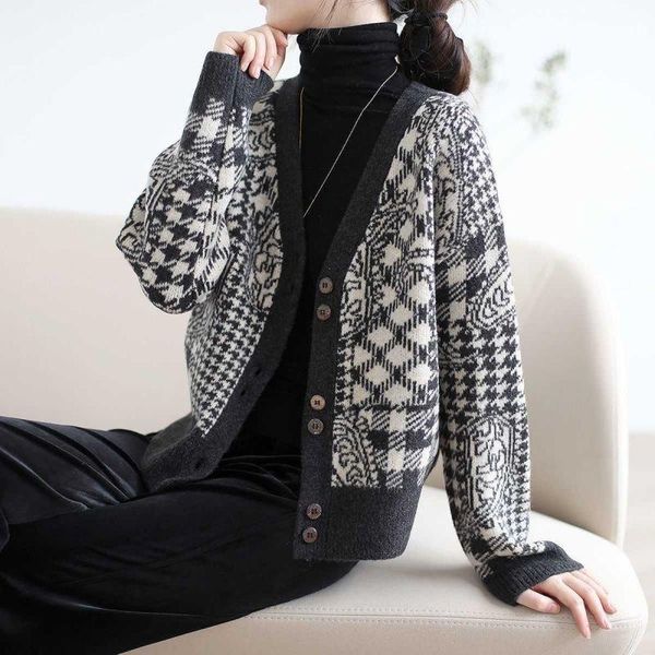 

women's knits & tees cmazautumn and winter retro style sweater cardigan women's korean set, White