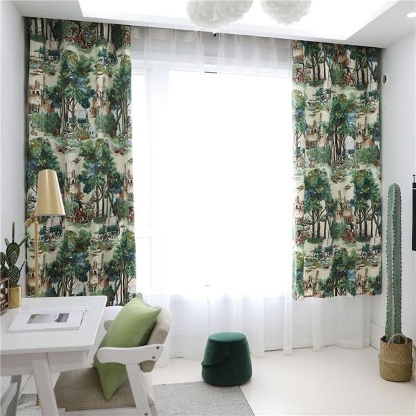 Vorhang-Vorhänge, luxuriöse Fensterdekoration, grüne Baumwoll-Voile-Stoffe, glitzernde, hochwertige Cortinas-Stoffe, Schlafzimmer-Heimtextilien