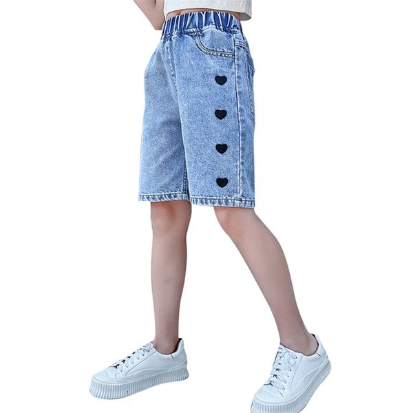 

jeans for girl heart pattern girl's short summer children's boys casual style clothing 6 8 10 12 14 210528, Blue