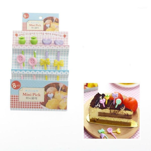 

packaging dinner service 8pcs/pack party decor fruit fork mini cartoon children snack cake dessert pick toothpick bento lunches1