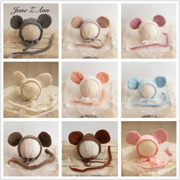 

handmade wool felt mouse big year shaped hat +tail studio pography born po props1, Yellow