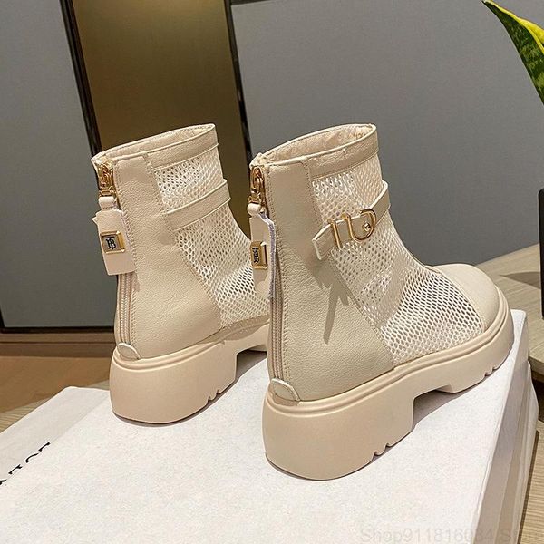 

boots net red women's 2021 spring summer thin cut out yarn cool breathable, Black