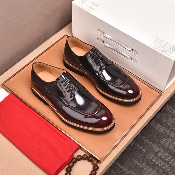 

dress shoes fashion classic retro business men genuine leather casual luxury lace-up banquet, Black