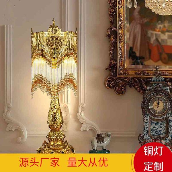 

french crystal desk bedroom bedside tassel dormitory european pastoral all copper living room study table lamp
