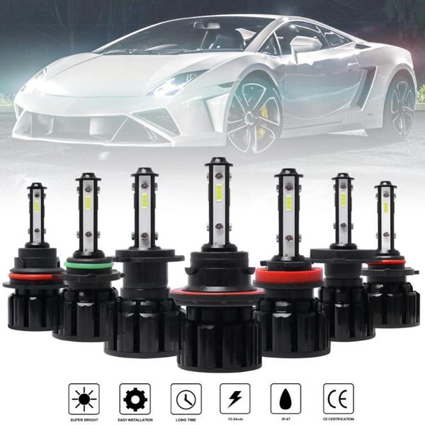

car headlights 2pcs led headlight bulb h4 h7 h11 h8 h9 h13 9004 9005 9006 hi/lo beam fog light replacement - plug and play