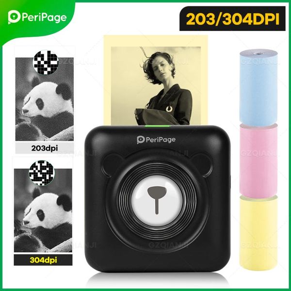 

black color 304dpi po printer mini thermal bluetooth machine peripage sticker label notes paper roll printers