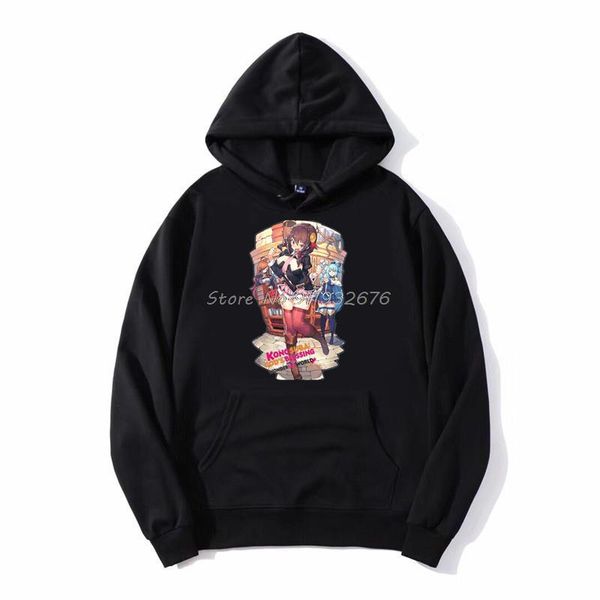 

men's hoodies & sweatshirts konosuba yunyun special movie hoodie unmen hooded sweatshirt harajuku streetwear, Black