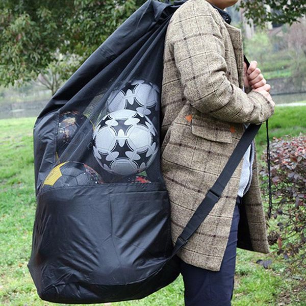 

outdoor bags put 15pcs balls adjustable sliding drawstring shoulder strap bag for basketball volleyball football soccer storage pocket 30