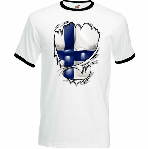 

mens finland t-shirt flag finnish football suomen lippu independence day ripped, White;black