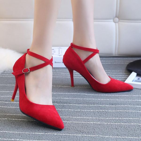 

dress shoes nice sweet women sandals suede pointed toe high heels pumps fashion wedding stiletto, Black