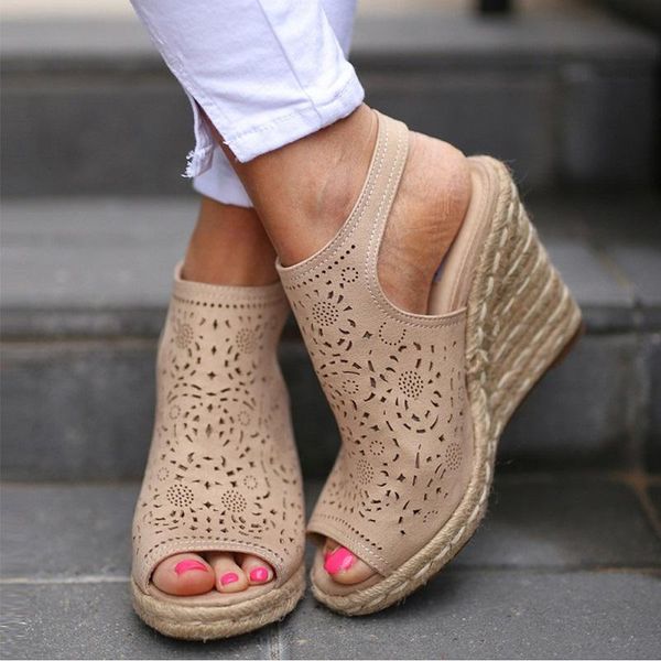 

summer women wedges sandals gladiator high heels platform peep toe espadrilles ladies shoes big size zapatos mujer, Black