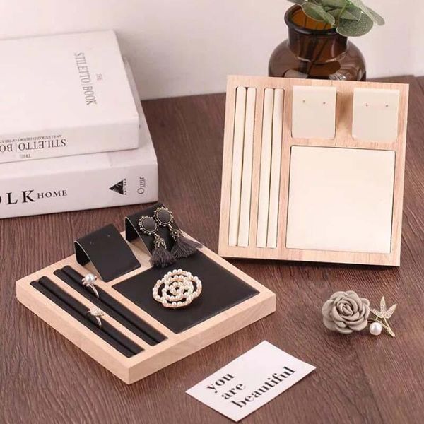

jewelry pouches, bags luxury bamboo wood earrings display tray to choose for woman stand, Pink;blue